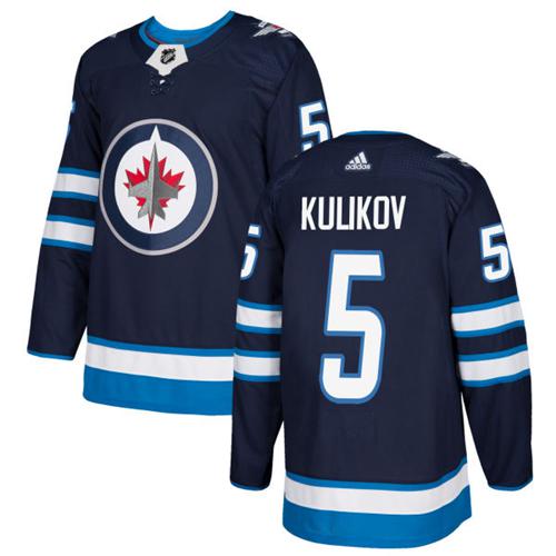Adidas Jets #5 Dmitry Kulikov Navy Blue Home Authentic Stitched NHL Jersey - Click Image to Close